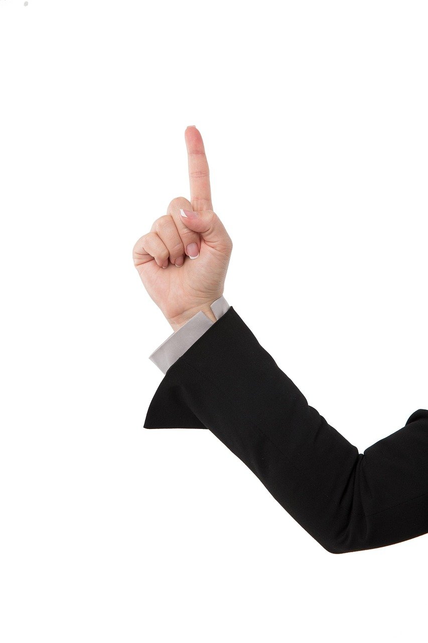 arm, gesture, point, finger, direction, cheerful, expressing, positivity, working, advertisement, banner, billboard, business, businesswoman, communications, copyspace, female